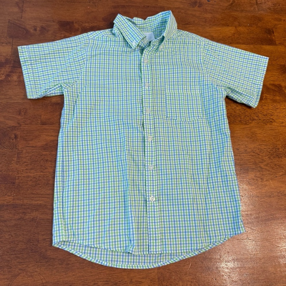 Remember Nguyen Blue and Green Kids Button Down Shirt size 8
